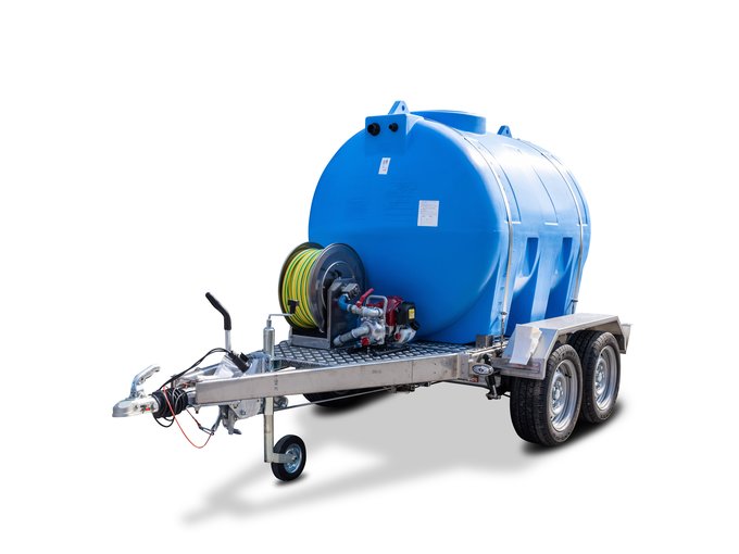 1.500 Liter 2-Achs-Anhänger mit PE-Tank für Wasser Edelstahlfahrgestell Wasserfass Weidefass Wassertankanhänger Wasseranhänger mobiler Wassertank Bewässerungstank Viehtränketank